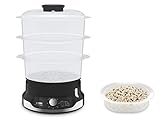 Tefal Ultracompact Dampfgarer, Stapelbares Aufbewahrungssystem, Gesundes Kochen, 3 Aufsätze, 60-Minuten-Timer, Auffüllen Beim Garen, 9-L-Kapazität, Inkl. Reis-Einsatz, 800 W, VC2048