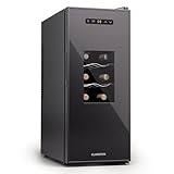 Klarstein Freistehender Weinkühlschrank 1 Zone, Getränkekühlschrank Klein, Kleiner Weinschrank, Wein-Kühlschrank Klein mit Glastür, Indoor/Outdoor Flaschenkühlschrank, Wine Fridge, 12 Flaschen