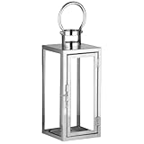 MARRAKESCH Laterne aus rostfreien Edelstahl & Glas Marra klar 30cm | orientalisches Windlicht | Glaslaterne für innen | Marokkanisches Gartenwindlicht für draußen als Gartenlaterne
