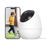 Beans View Sicherheitskamera für Innenräume, Farb-Nachtsicht, WLAN Haustier/Hund/Katze Kamera mit menschlicher Bewegungserkennung & Verfolgung, 1080P, 360° Ansicht Babyphone, 2.4 GHz (D210 2MP)