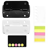 THQAE 2 Stück Taschenlocher, Mini-Locher mit 2 Haftnotizen, Taschenlocher für Etikettenbindung, Aktenlocher, Locher für Schule, Büro und Zuhause (Schwarz und Weiß)