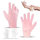 Feuchtigkeitsspendende Silikon Handschuhe Spa Gel Handschuhe Silikon-Schlafhandschuhe Wiederverwendbare für Weibliche Handpflege Reparatur Trockene Rissige Raue Weich Schwieligen (2 Paar rosa & weiß)