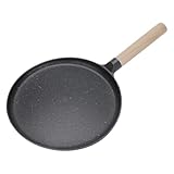 Zum Braten ohne: Pfanne aus Aluminiumlegierung, schweres Kochgeschirr mit Holzgriff, multifunktionale flache Pizza-Pfanne, ofenfeste Omelett-Pfanne