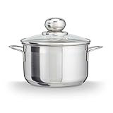 Level One Topf Edelstahl 14 cm Kochtopf Induktion 1,2 Liter, Mini Fleischtopf & Bratentopf mit Glasdeckel für den Backofen, rostfreier Edelstahl, für alle Herdarten geeignet