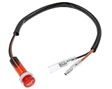 PW Motorrad-Kontrollleuchte, Leuchtdiode, 12V/2W, Rot, Rund, Metall, Flächenmontage, 12mm, 35mm, 250mm Kabel, Industriell, 12V DC, 0.1667A, 1 LED, Not batteriebetrieben
