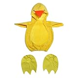 Halloween Kostüm Kleinkind Kinder Baby Jungen Mädchen 3D Tier Huhn Ente Kostüm Unisex Ärmellose Fleece Kapuzenweste Oberteile Mit Schuhen Ankleiden Übergroßer Mantel Cosplay (Yellow, 3-4 Years)