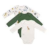 schlummersack Baby Body Langarm Set Unisex Dschungel Größe 74 6-9Monate | 3 Stück Baby Body Mädchen Junge | Body Baby - Babybody 100% Bio Baumwolle Pack