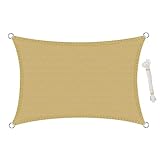 Rechteckiges Sonnensegel, 4,0 m x 6,0 m, 95 % UV-Schutz, atmungsaktives Gewebe, Outdoor-Sichtschutz für Garten, Pool, Terrasse, Balkon, Windschutz, Sandfarbe, 5 m x 10 m