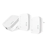 STRONG - Powerline 600 Triple Set Mini - 3 Powerline-Adapter 600 Mbps - Highspeed-Internetzugang - 300 m Reichweite - Für alle Boxen/Router - LAN-Anschluss - Plug & Play-Installation - weiß
