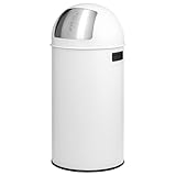 eluno Pushmülleimer 35 Liter aus Stahlblech, Retro Abfalleimer mit abnehmbarem Deckel, Abfallsammler, Küchen Mülleimer mit Push Klappe (Weiß)