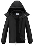OutPro Herren Skijacke Winterjacke Warme FleecejackeWasserdicht Winddicht Funktions Baumwolljacke Winterjacke Outdoor WandernTibetisch schwarz,M