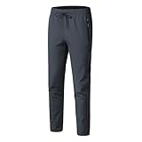DUHENWU Winterhose Damen Wasserdicht Thermofleece Regenhose Mit Gummizug Gefüttert Thermohose Gerades Bein Wanderhose Einfarbig Softshellhose Lang Mit Taschen Freizeithose Outdoorhose