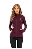 HDTIYUYP Damen Sportjacke UV Trainingsjacke - Laufjacke Leicht Langarm mit Reißverschluss Taschen Full Zip Wanderjacke Frauen Workout Jacke Dunkelrot XXL
