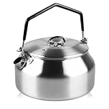 Wasserkessel 1L aus Edelstahl, Camping Wasserkocher, Tragbare Campingkessel mit Anti Heißgriff, Gasherd Wasserkessel, Tee-Kaffeekanne für Kochen, Edelstahl Wasserkocher für Picknick, Camping Zubehör