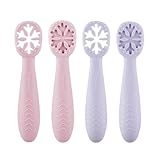 PandaEar 4er Set Lernlöffel für Baby, Starter Breilöffel Fütterlöffel Babylöffel Silikon Esslernlöffel Weich Flexibel Kinder Besteck BPA-frei für Säugling Kind Kleinkind ab 4 Monaten (Rosa Lila)