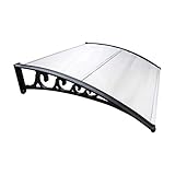 Sonnewelt Vordach für Haustür 100 x 150cm, Überdachung Haustür aus Aluminium und Polycarbonat, Transparentes Pultbogenvordach, Pultvordach, Türdach für draußen Regenschutz