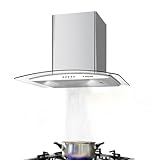 GASLAND GR60SP Silber Dunstabzugshaube 60cm, 500m³/h Wandmontage Wandhaube, 3 Stufen Abzugshaub Edelstahl mit Glas, Wandabzugshaube mit Aluminium-Fettfilter