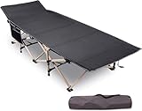 REDCAMP Feldbett Klappbar, Extra Breit 71cm Campingbett 226kg Tragkraft, Stabil Faltbar Gästebett für Zelten Wandern Reisen Strand Garten, Schwarz