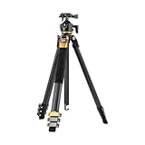 Fotopro Kompaktes Kohlefaser-Stativ, 152,4 cm Profilbeine, tragbares Reisestativ, professionelles, robustes Stativ, maximale Traglast 20 kg, mit supergroßem Kugelkopf, wetterfeste Tasche, Fotopro