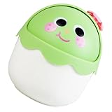 Veemoon Kompakter Mini Tischmülleimer mit Deckel Süßer Cartoon abfallbehälter in Weiß Leichter Desktop mülleimer für Büro Schlafzimmer Bad Multifunktionaler Kleiner Abfallkorb