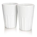 Mahlwerck Porzellan Latte Macchiato oder Cappuccino Becher, Kaffee-Tasse French Style, weiß, 400 ml, 2er Set