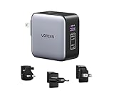 UGREEN Nexode 65W USB C Ladegerät GaN Netzteil 3-Port Travel Charger mit EU/US/UK Stecker Reiseladegerät Weltweit kompatibel mit MacBook, iPhone 17 Pro Max, 16, S25 Ultra, S24+, S23 usw