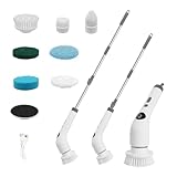 Elektrische Reinigungsbürste akku Mit 7 Bürstenköpfen und einem verstellbaren Griff, 2 Geschwindigkeitsstufen,Wiederaufladbare Reinigungsbürste für Badezimmer, Fliesen, Küchenherde und Fenster