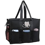 ABAMERICA Krankenschwestertasche für die Arbeit, Stilltasche, mehrere Taschen, wasserdicht, mit Reißverschluss, klinische Tasche für Stillstudenten, B23 - Krankenschwester schwarz mit