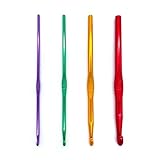 Häkelnadeln Set 4 Stück Aluminium Häkelnadeln Ergonomischer Griff Häkeln Multicolor Häkelnadeln set für Anfänger Oder Profis (4 Stück)