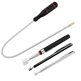 4 Stück Teleskopmagnet, Stabmagnet Ausziehbar Magnetstab Magnetic Pick-Up, mit 600mm Flexibler Schwanenhals Teleskop Magnetstab, Edelstahl Magnetgreifer, Für Schrauben Mutter Schlüssel Metallteile