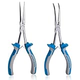 SPEEDWOX Spitzzangen-Set mit langer Reichweite, Spitzzange und gebogener Spitzzange, extra lange Zangen, Werkzeug-Set für Schmuckherstellung, Drahtbiegen und Objektgreifen in engen Räumen, 2 Stück