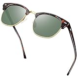 KANASTAL Halbrahmen Sonnenbrille Herren und Damen Klassische Retro Polarisiert Halbrand Sonnenbrille UV400 Schutz mit Metallrahmen, Leopard Gold Rahmen G15 Gläser