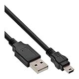 InLine 33107K USB 2.0 Mini-Kabel, USB A Stecker an Mini-B Stecker (5pol.), schwarz, 0,5m