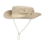 Fischerhut mit Sonnenschutz, für Herren und Damen, UV-Schutz, Baumwolle, faltbar, Wandern, Garten, Safari, Strand, Boonie Hut, Beige – breites Band, M-L
