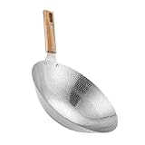 LALADEFIEE Edelstahl Wok Pfanne Mit Holzgriff Traditionelle Bratpfanne Für Den Haushalt Ideal Zum Kochen Und Braten Geeignet Für Alle Herdarten Langlebig Und Robust