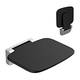 Heuffe Ultradünner Ergonomischer Klapp-Duschsitz Wandmontage - 160kg Schwerlast, Anti-Rutsch Bade-Hocker für Senioren & Behinderte, Schwarz
