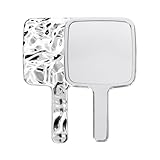 Handspiegel mit Griff, Tragbarer Kosmetikspiegel, Salon Friseur Handspiegel, Rasierspiegel, Kleiner Einseitiger Spiegel für Zuhause, Reise-Nutzung, für Damen und Herren (Silber) (1, Achteckig)