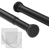 GOOWIN 1 Stück Duschvorhangstange, 80–204 cm Duschvorhangstange Ohne Bohren, Metall Ausziehbar Duschvorhangstange Teleskopstange für Badezimmer, Kleiderschrank, Fenster (Schwarz).