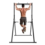 Erweiterte Version Power Tower Dip Station | 200kg Tragfähigkeit Klimmzugstange Freistehend | Faltbar Dip Barren Rückentrainer | Einstellbare Kraftstation Kraftturm | Armverlängerung und Muscle Ups
