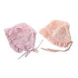SAFIGLE 2 Stück Teiliges Spitzen Sonnenhut Atmungsaktive UV Schutz Mütze mit Nackenschutz Leichter Sommer Bonnet für Mädchen Komfortabel und Hautfreundlich Geeignet für Frühling bis