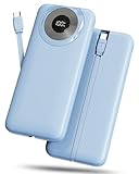 Powerbank 10000mAh, 3A Handy-Ladegerät Powerbank Schnellladung mit USB-C Ein- und Ausgängen, 4 Ausgänge, tragbares Ladegerät, Akku mit integrierten Kabeln, kompatibel mit iPhone16/15/12/11/13/14