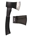 Mil-Tec Vollstahlaxt mit Kopftasche • Gummierter Griff • Axt klein für Camping, Outdoor, Survival, Jagd, Trekking, Garten • Spaltaxt Holz • Axt Outdoor • Survival Ausrüstung