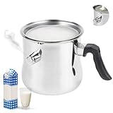 1,5L Milchtopf Simmertopf Edelstahl Kochtopf Wasserbad Simmerntopf Wasserbad mit Flötenkessel Funktion Milchkochtopf Edelstahltopf