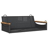 vidaXL Hängebank, Hängeschaukel mit Befestigungsringen, Schaukelbank für Außenbereich, Gartenschaukel Gartenbank, Modern, Schwarz Poly Rattan