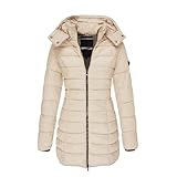 Generisch Steppmantel Damen Lang Wintermantel Warmer Daunenjacke Mit Kapuze Winter Winddicht Daunenmantel Outwear Dicke Puffer Jacke Damen Wintermantel