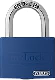 ABUS Vorhängeschloss T65AL/40 myLOCK - individuell beschreibbar - Spindschloss - massiver Aluminium-Schlosskörper - ABUS-Sicherheitslevel 5 - Blau
