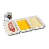 3PAGEN® Panier-Set 3-teilig, Panierschalen Set mit 3 Stück, Schalen zum Panieren 27 x 16 x 3,5 cm, Panierstraße Schnitzel, für Fleisch, Fisch und Gemüse, stapelbar, Kunststoff (Weiß)