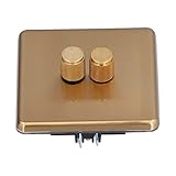 Dimmer-Lichtschalter, Eleganter, Kratzfester Schalter aus Gebürstetem Messing für den Heimgebrauch, AC220V, Dimmerschalter (Dual-Dimmung)