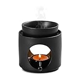 Duftlampe für Ätherische öle Duftlampe Teelicht Räucherstövchen, Stövchen für ätherische Öle, Duftöl und Duftwachs, Keramik Aromalampe (Matt Schwarz)