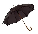 Automatik Regenschirm Holzschirm Stockschirm Portierschirm mit gebogenem Rundhaken Holzgriff in 103 cm Durchmesser von notrash2003 (Schwarz)